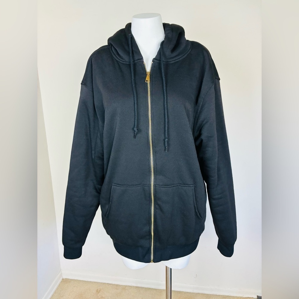 Mountain Ridge Explore Life Men's Black Hooded Sweatshirt with Sherpa Fleece-M